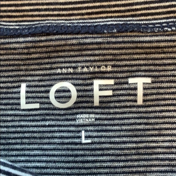 LOFT Navy and White Pinstripe Top - Picture 4 of 5